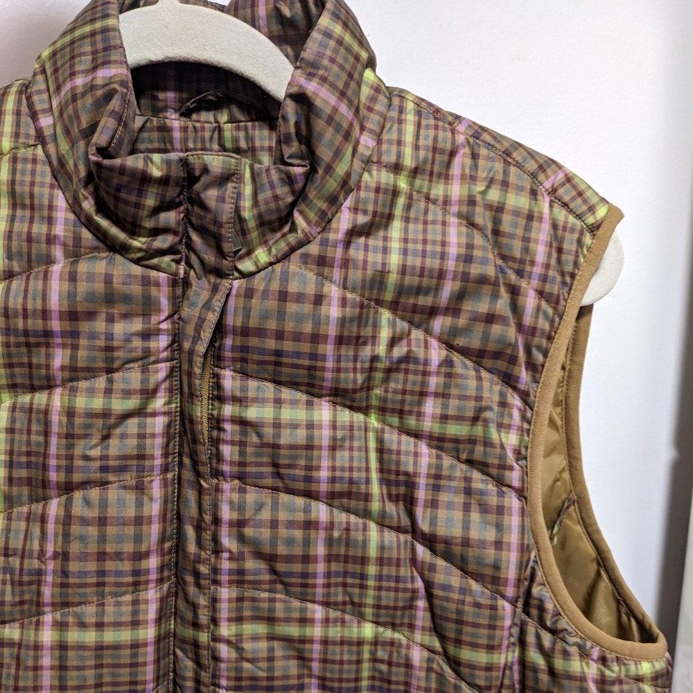Women's Vintage Lands' End Quilted Plaid Zip-front Vest, Size L
